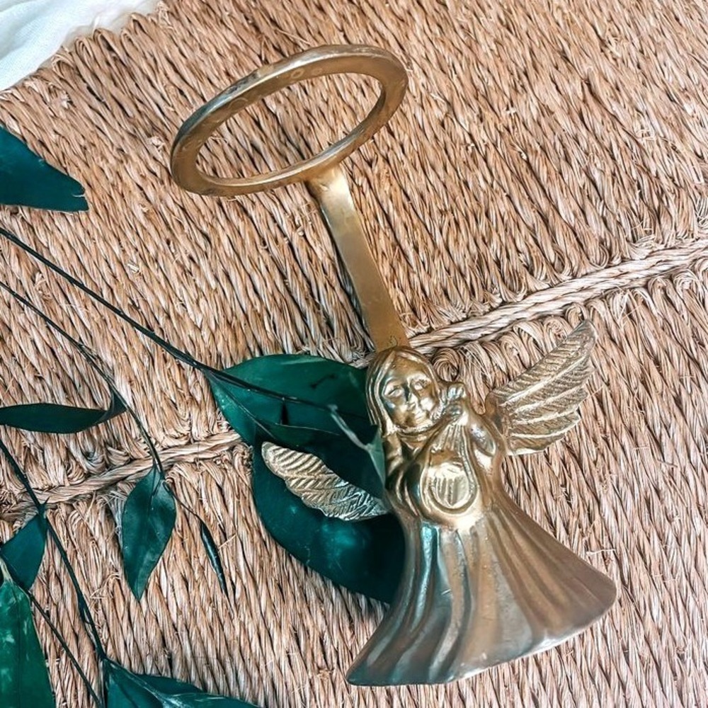 Brass Christmas angel candle holder